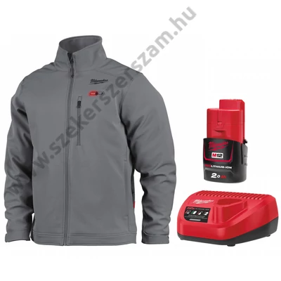 Milwaukee M12 HJ GREY5-201 (XL) prémium fűthető kabát, szürke (1 x 2.0 Ah Li-ion akkuval)